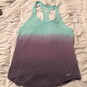 Nike DRI-FIT athletic cut tee ombré teal to purple